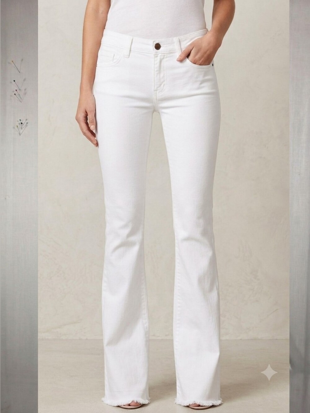 Current/Elliott The Flip-Flop Bootcut Jeans White Frayed Hem Size 25